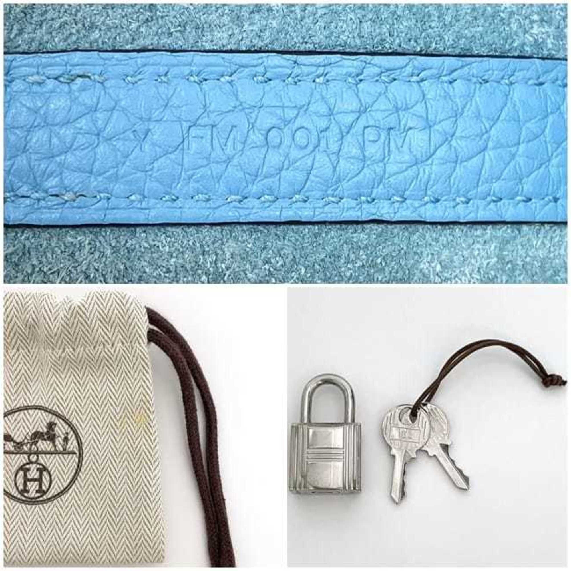 Hermes Hermès Picotin Lock PM handbag f-23696 in light blue, blue jean, Taurillon Clemence leather, palladium hardware, Y stamp, 2020, HERMES padlock, P for men and women. Size ONE SIZE - 10 Thumbnail