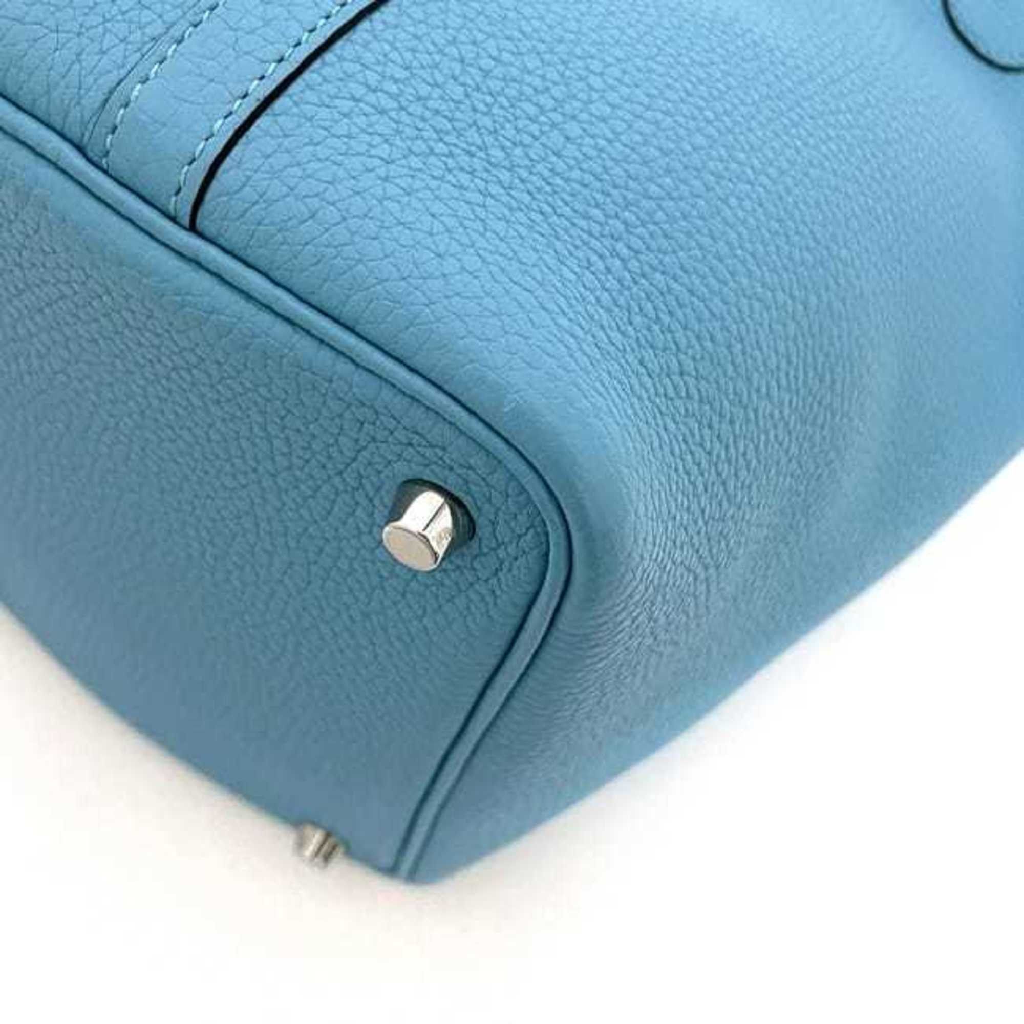 Hermes Hermès Picotin Lock PM handbag f-23696 in light blue, blue jean, Taurillon Clemence leather, palladium hardware, Y stamp, 2020, HERMES padlock, P for men and women. Size ONE SIZE - 6 Thumbnail