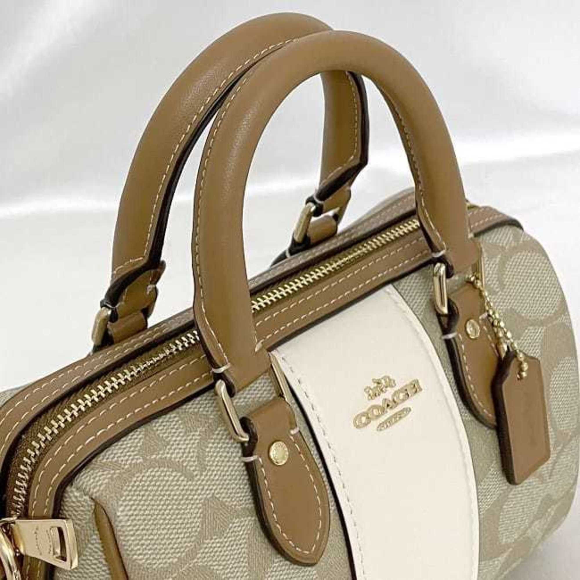 Coach Aaron 2-Way Bag (ec-23633) in Beige, Camel Brown, and