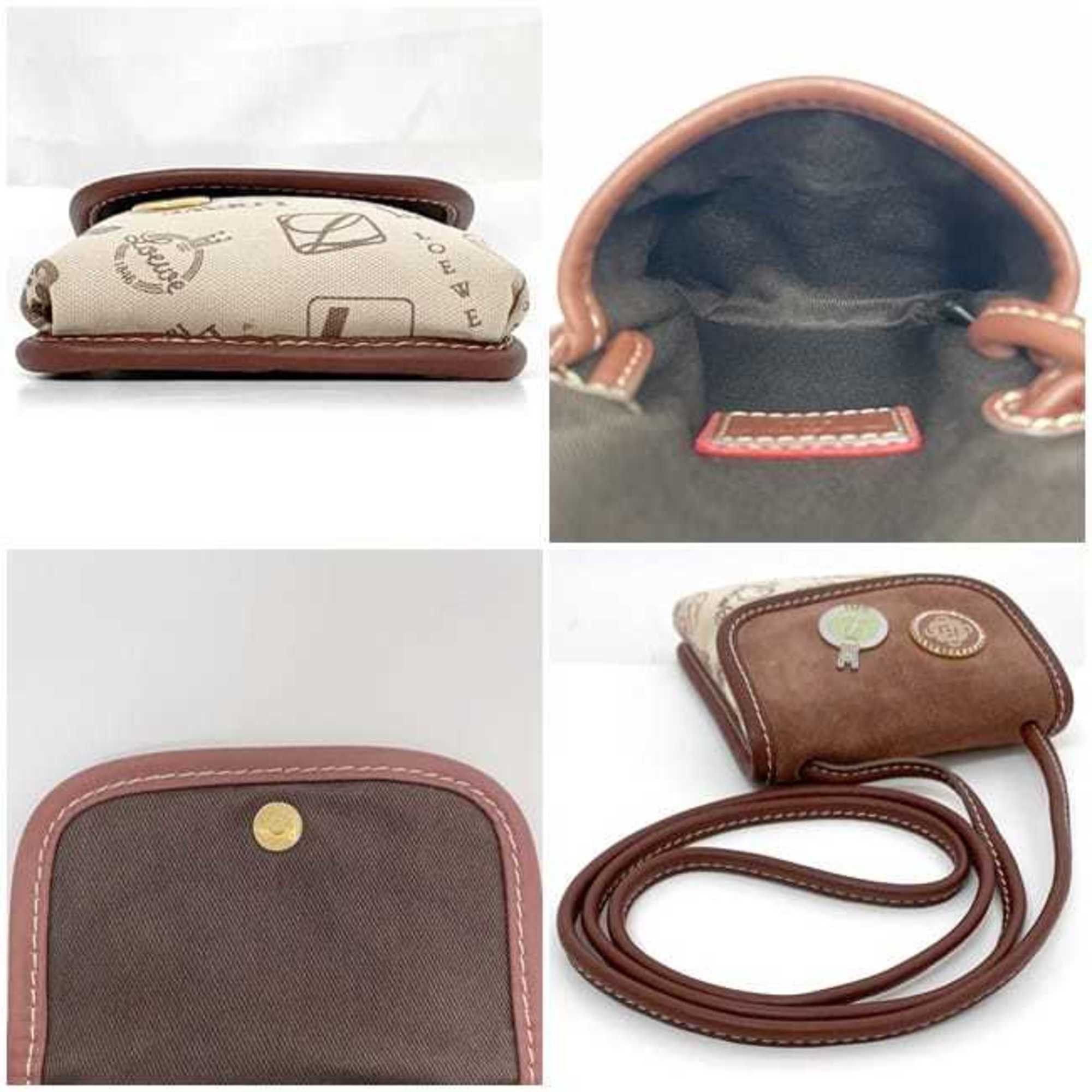 Loewe Loewe Shoulder Bag ec-23670 Beige Brown Anagram 160th Anniversary Canvas Leather Suede 290606 LOEWE Crossbody Sacoche Flap Pin Badge for Men and Women Size ONE SIZE - 4 Thumbnail