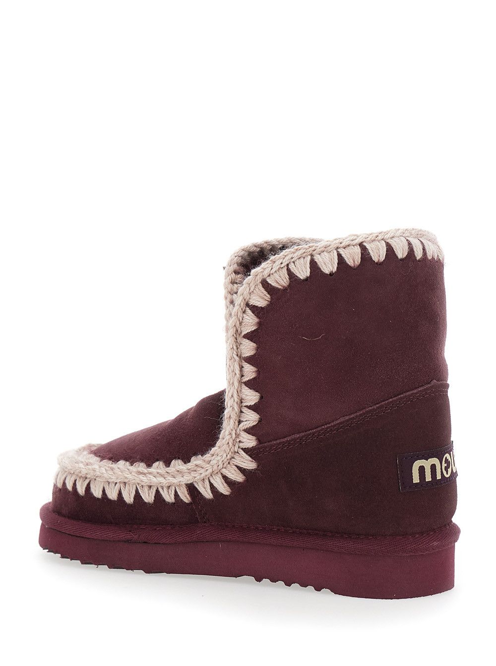 Mou 'Eskimo' Bordeaux Ankle Boots with Crochet Details and Logo Patch on the Rear in Suede Woman Size US 7 / IT 37 - 3 Thumbnail