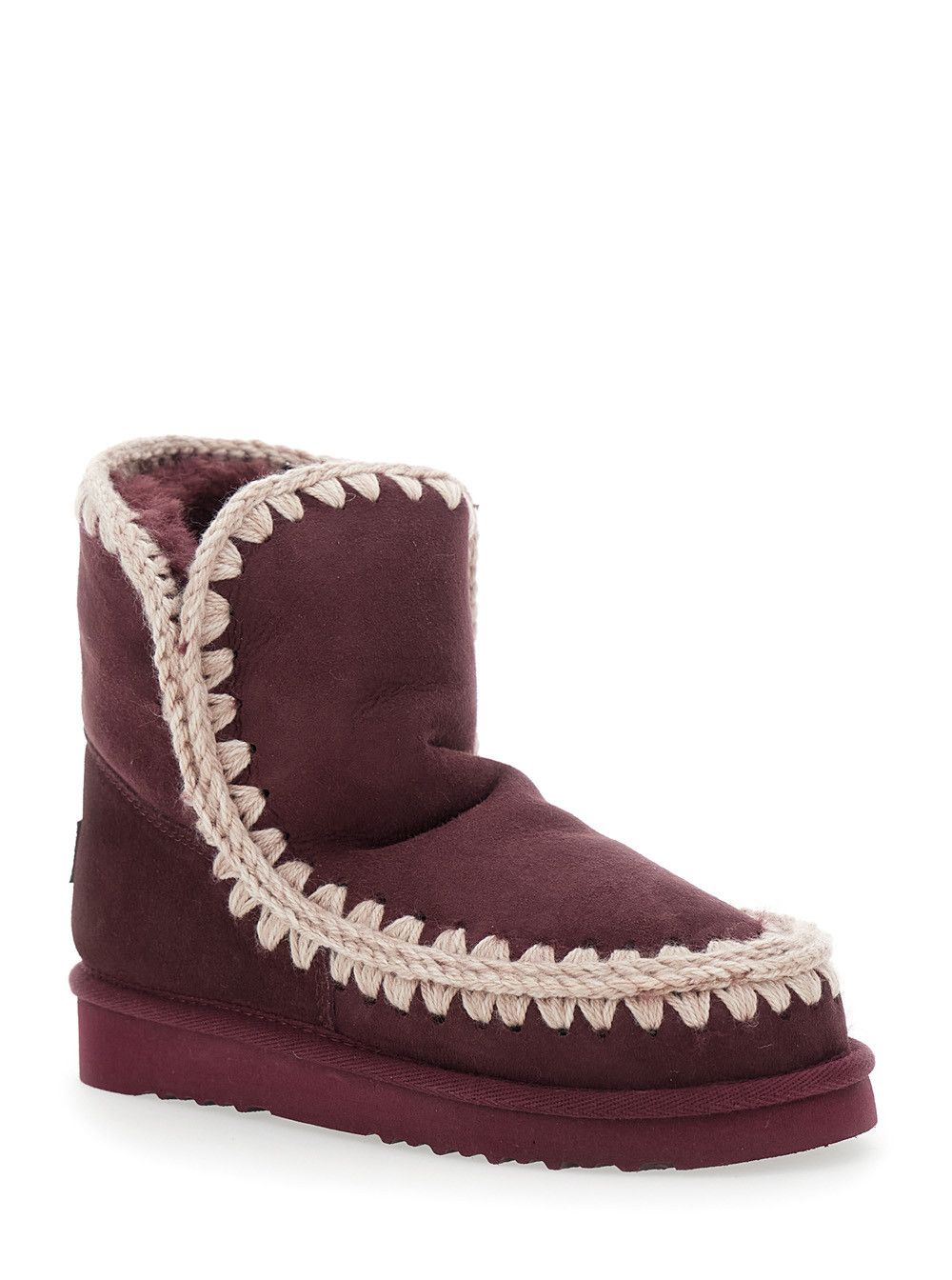 Mou 'Eskimo' Bordeaux Ankle Boots with Crochet Details and Logo Patch on the Rear in Suede Woman Size US 11 / IT 41 - 2 Thumbnail