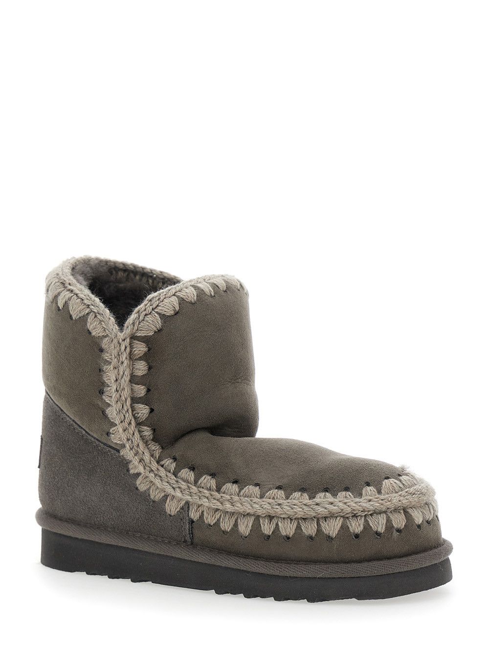 Mou 'Eskimo' Grey Ankle Boots with Crochet Details and Logo Patch on the Rear in Suede Woman Size US 6 / IT 36 - 2 Thumbnail