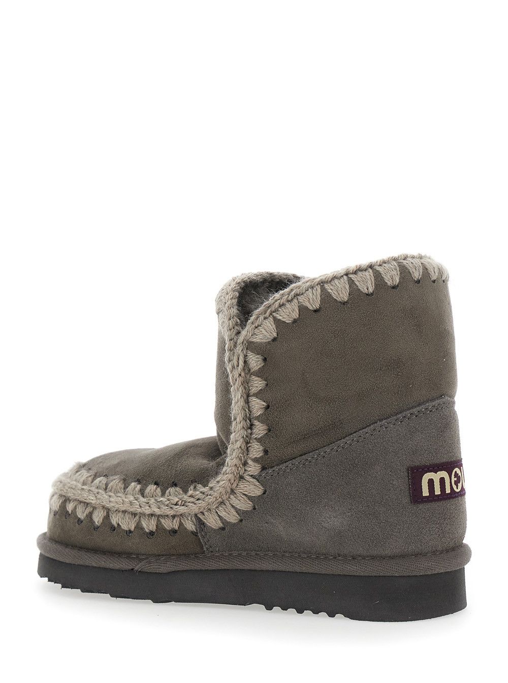 Mou 'Eskimo' Grey Ankle Boots with Crochet Details and Logo Patch on the Rear in Suede Woman Size US 7 / IT 37 - 3 Thumbnail