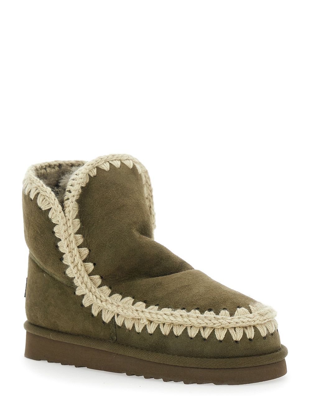 Mou 'Eskimo' Green Ankle Boots with Crochet Details and Logo Patch on the Rear in Suede Woman Size US 10 / IT 40 - 2 Thumbnail