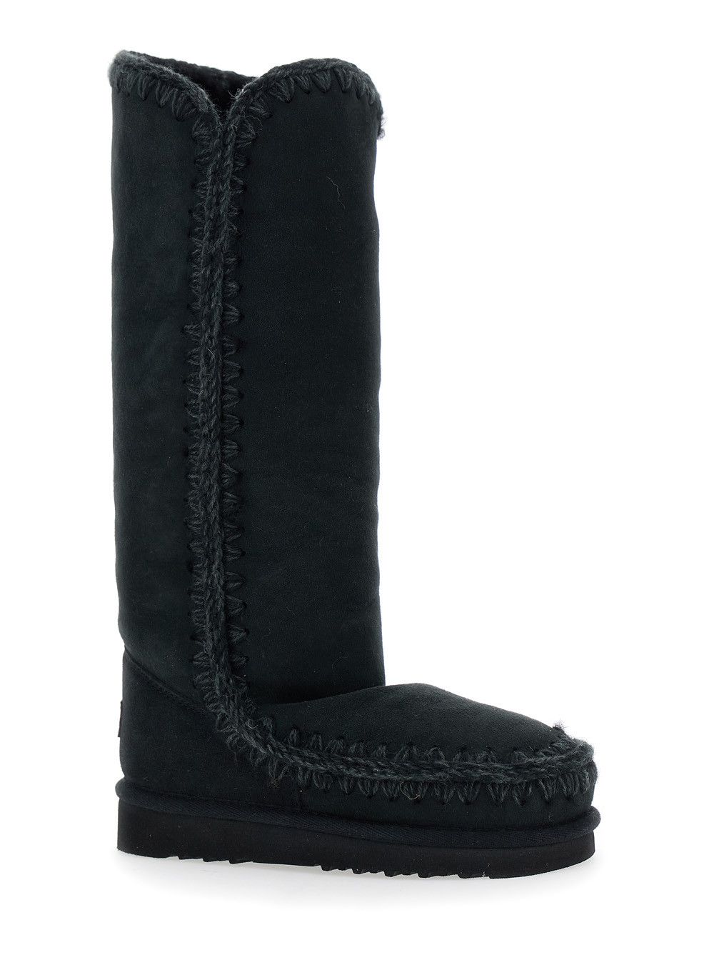 Mou 'Eskimo' Black Boots with Braided Effect and Logo Patch on the Rear in Leather Woman Size US 9 / IT 39 - 2 Thumbnail