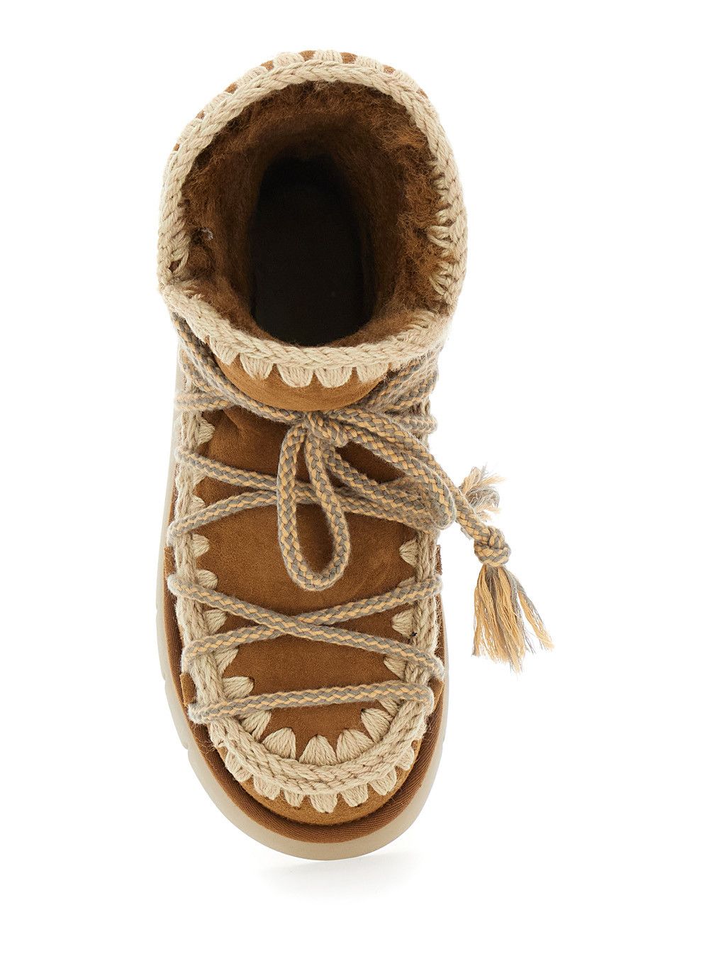 Mou Beige Ankle Boots with Lace Closure and Tassel Detail in Leather Woman Size US 11 / IT 41 - 4 Thumbnail