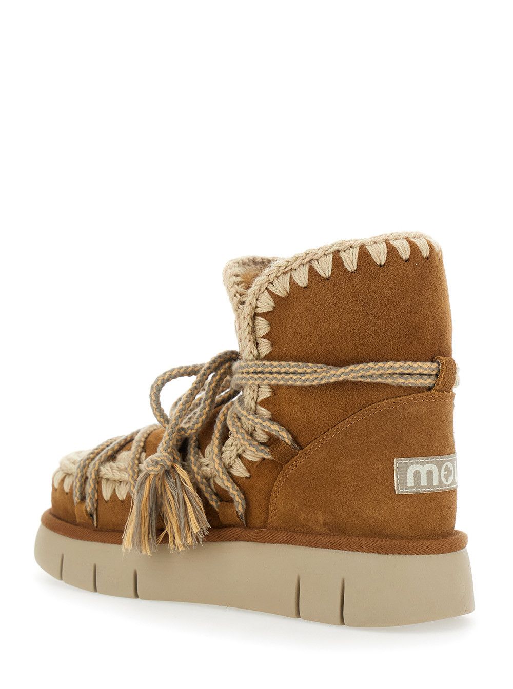 Mou Beige Ankle Boots with Lace Closure and Tassel Detail in Leather Woman Size US 11 / IT 41 - 3 Thumbnail