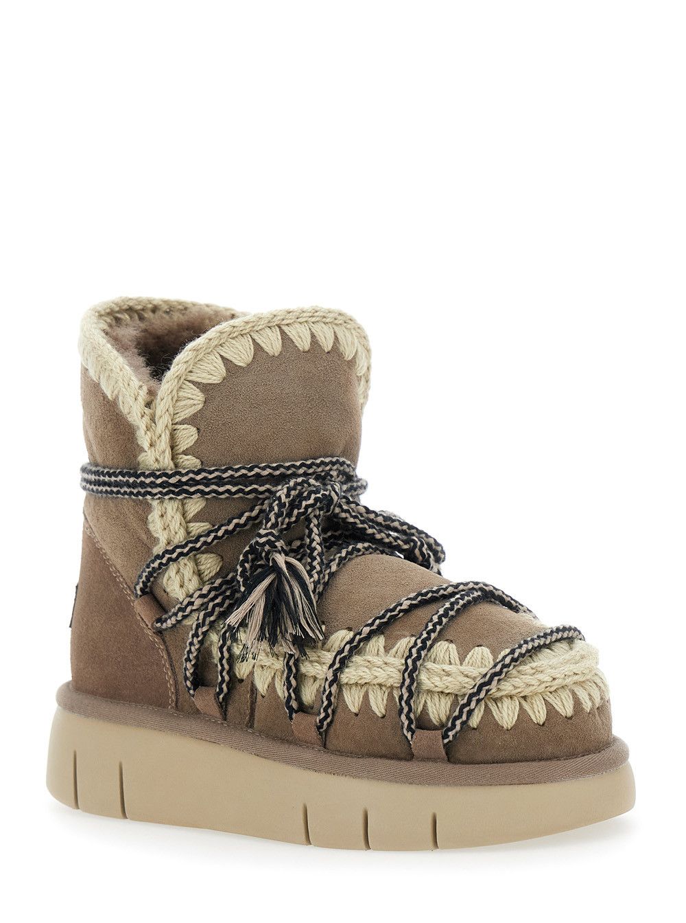 Mou Grey Ankle Boots with Lace Closure and Tassel Detail in Leather Woman Size US 8 / IT 38 - 2 Thumbnail