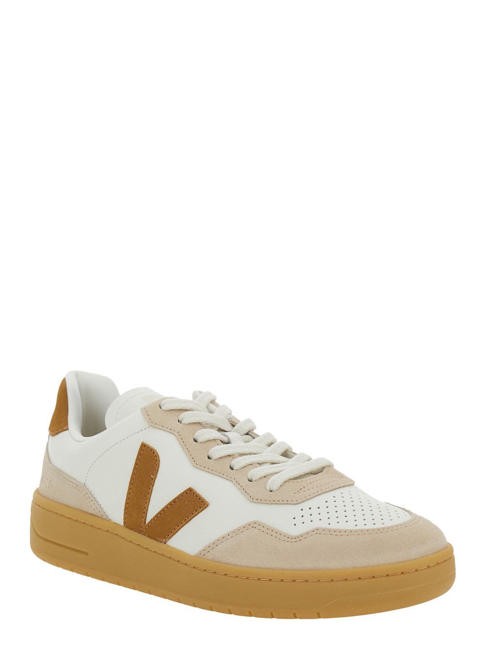Veja 'V90' Beige Sneaker with Side Logo and Perforated Toe in Leather Unisex Size US 12 / IT 42 - 2 Thumbnail