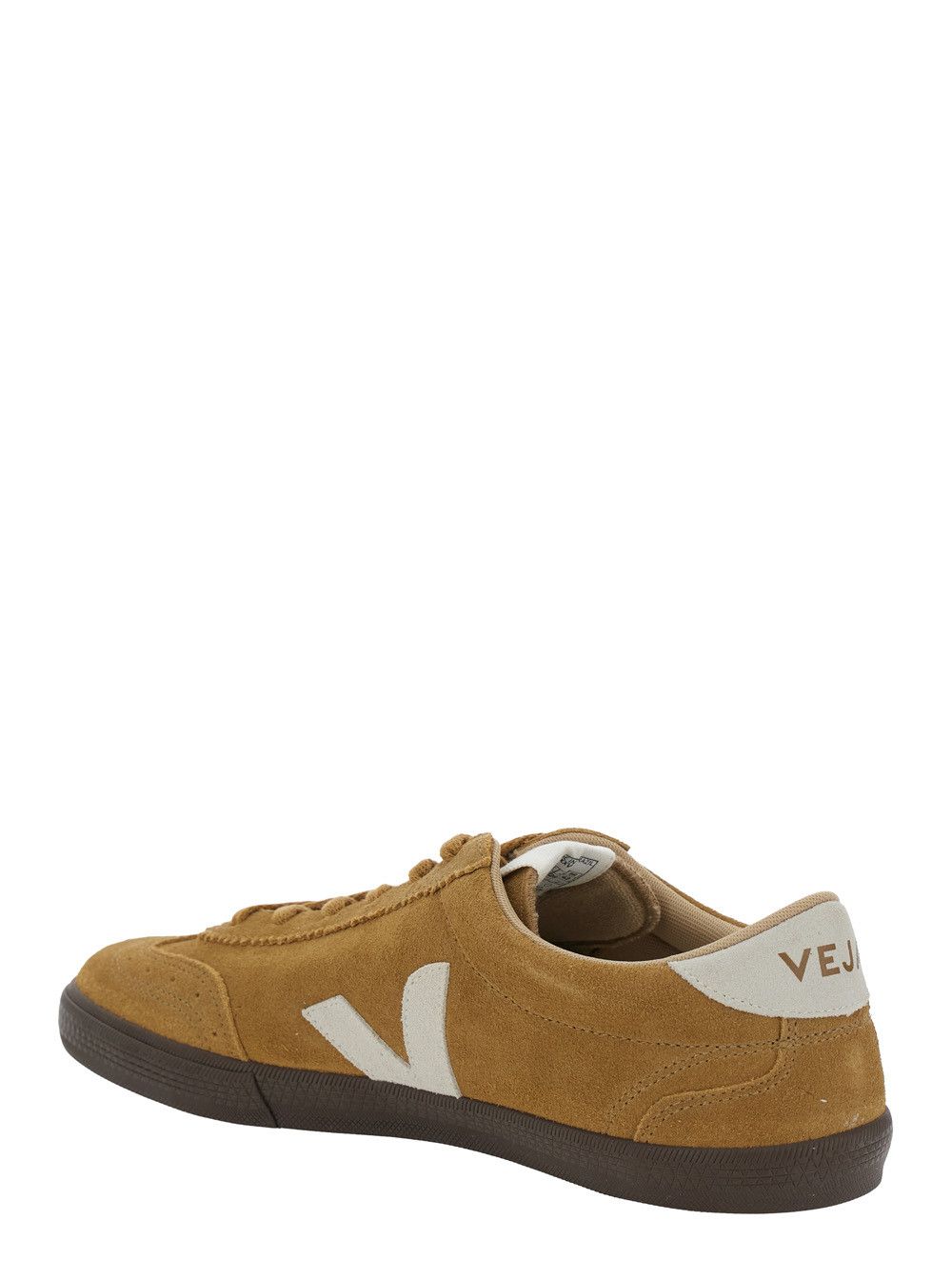 Veja 'Volley' Beige Low Top Sneakers with Contrasting Heel with Logo Lettering and Logo Patch on the Side in Leather Unisex Size US 9 / IT 39 - 3 Thumbnail