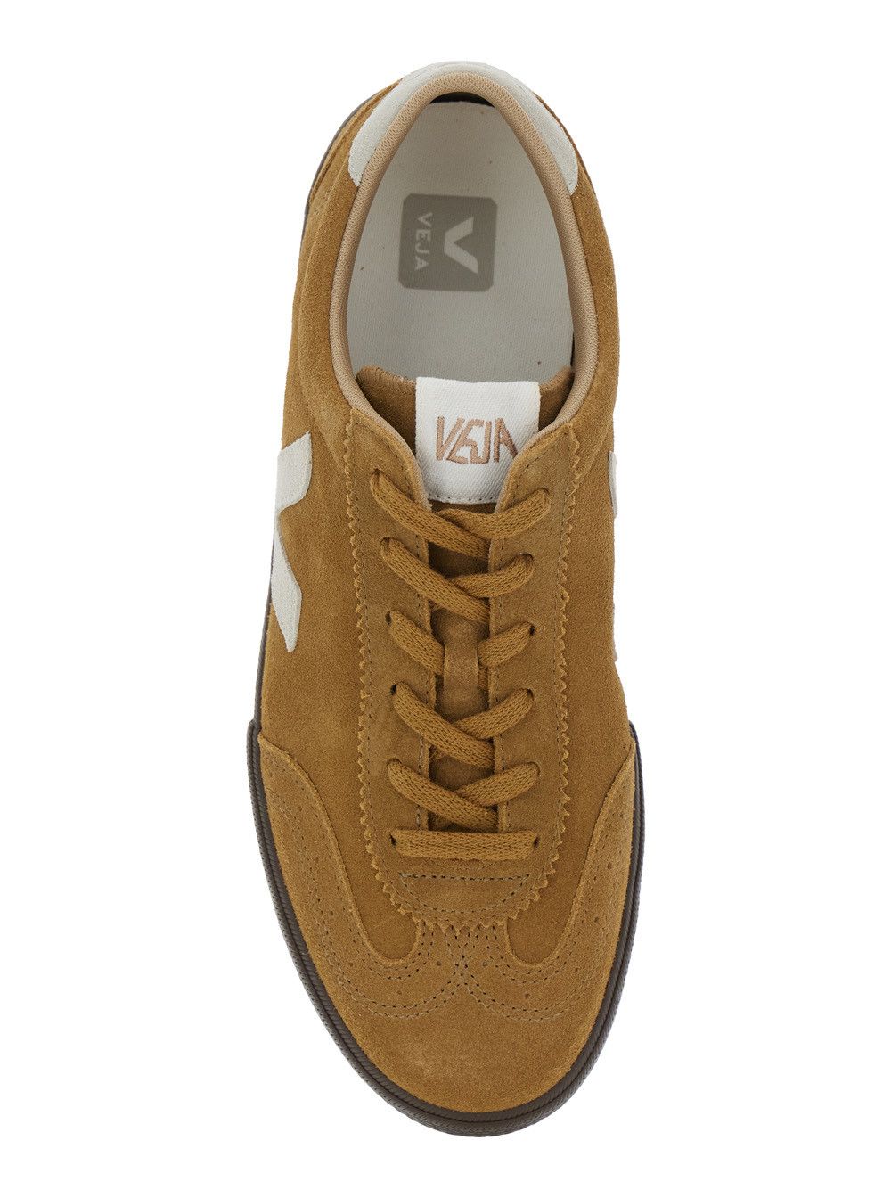 Veja 'Volley' Beige Low Top Sneakers with Contrasting Heel with Logo Lettering and Logo Patch on the Side in Leather Unisex Size US 10 / IT 40 - 4 Thumbnail