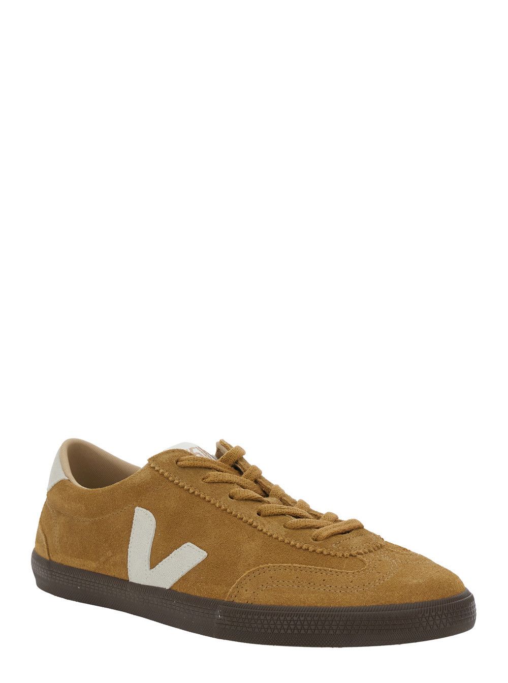 Veja 'Volley' Beige Low Top Sneakers with Contrasting Heel with Logo Lettering and Logo Patch on the Side in Leather Unisex Size US 12 / IT 42 - 2 Thumbnail