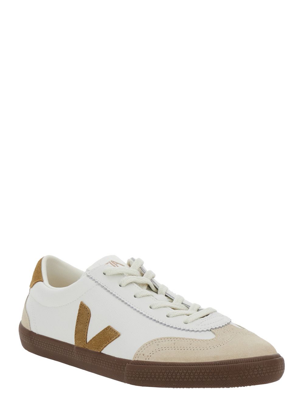 Veja 'Volley' White Low Top Sneakers with Contrasting Heel with Logo Lettering and Logo Patch on the Side in Leather Unisex Size US 12 / IT 42 - 2 Thumbnail