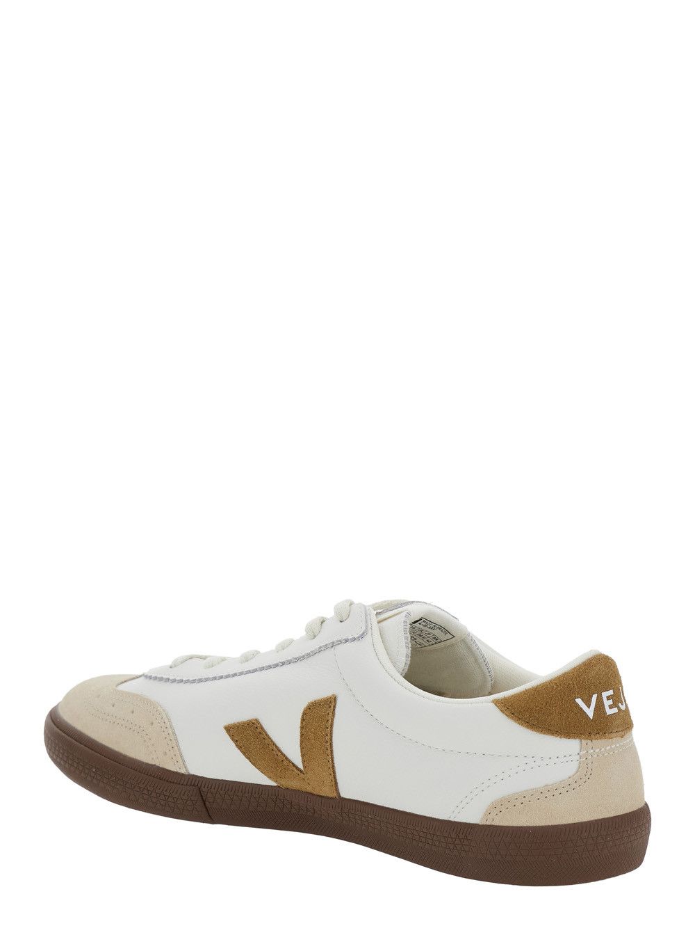 Veja 'Volley' White Low Top Sneakers with Contrasting Heel with Logo Lettering and Logo Patch on the Side in Leather Unisex Size US 12 / IT 42 - 3 Thumbnail
