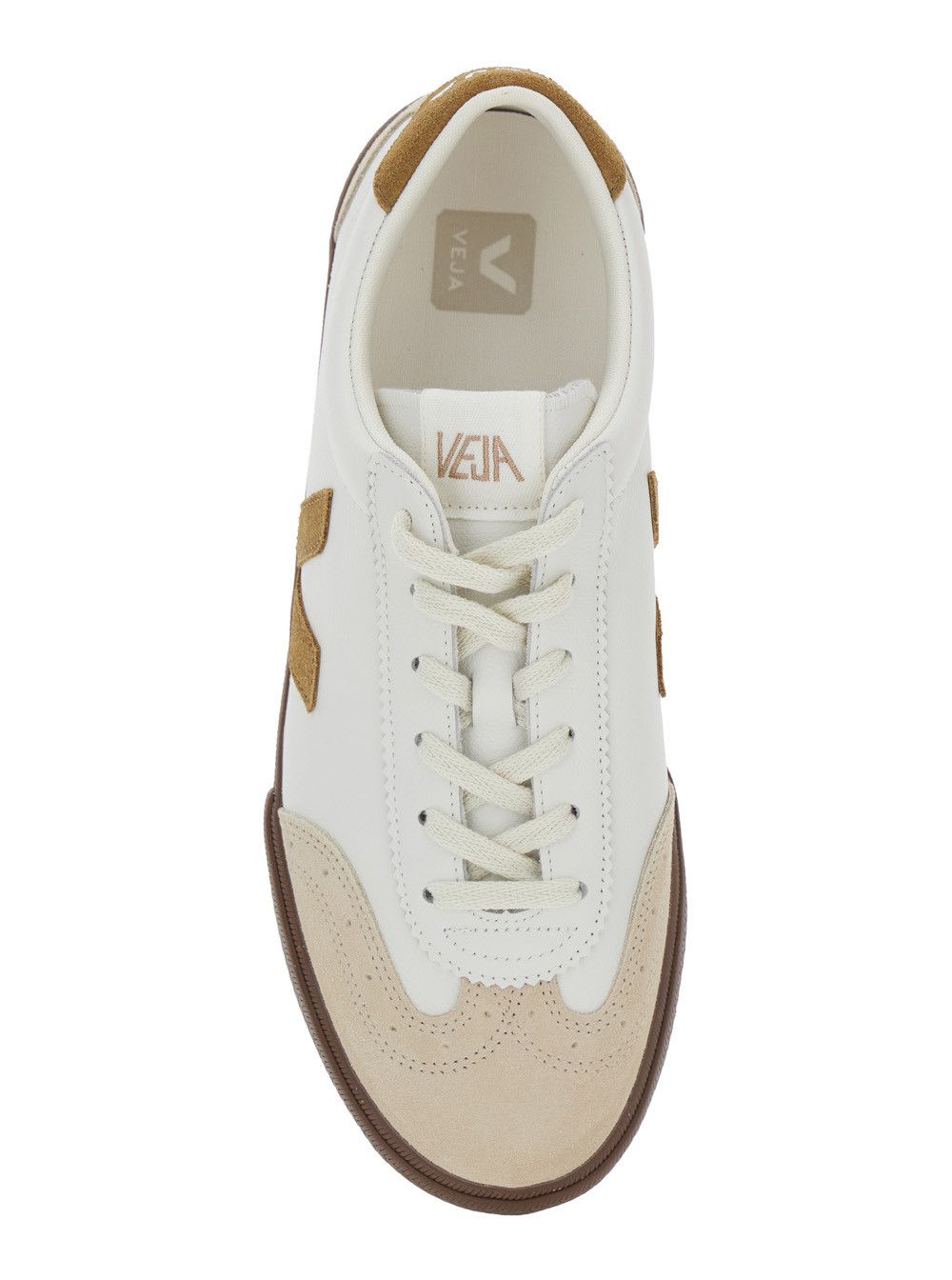 Veja 'Volley' White Low Top Sneakers with Contrasting Heel with Logo Lettering and Logo Patch on the Side in Leather Unisex Size US 12 / IT 42 - 4 Thumbnail