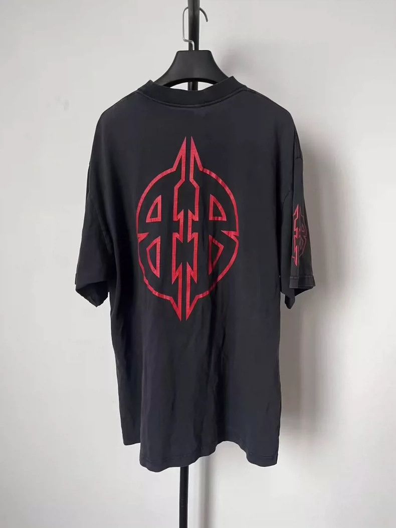 Balenciaga Balenciaga Black Red BB Logo Short Sleeve Tee - dmc Size US M / EU 48-50 / 2 - 2 Thumbnail
