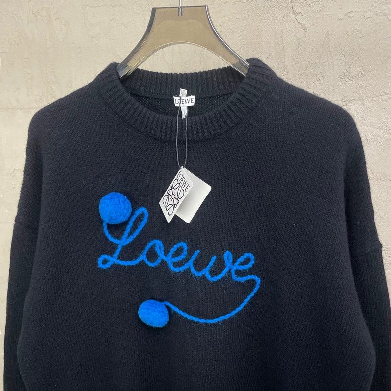 Loewe Loewe Black Wool Sweater with Blue Logo - dmc Size US S / EU 44-46 / 1 - 3 Thumbnail