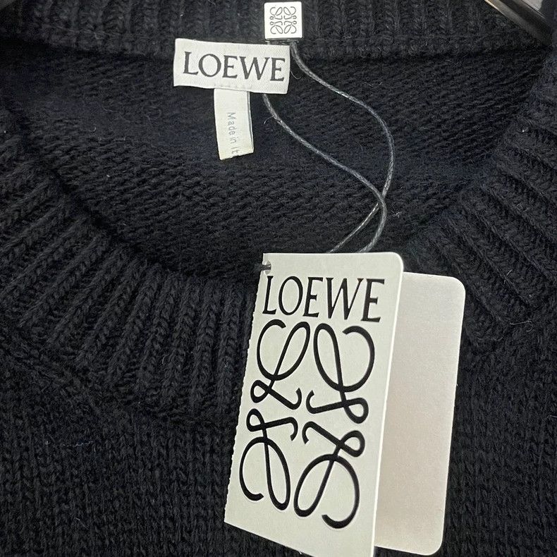Loewe Loewe Black Wool Sweater with Blue Logo - dmc Size US S / EU 44-46 / 1 - 5 Thumbnail