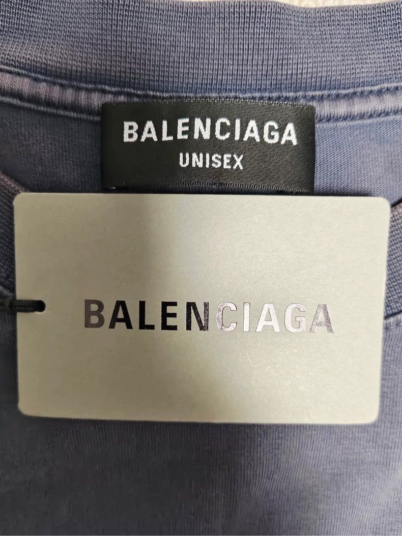 Balenciaga Balenciaga 22FW Blue Wheat Ear Distressed Short Sleeve T-shirt - dmc Size US M / EU 48-50 / 2 - 4 Thumbnail