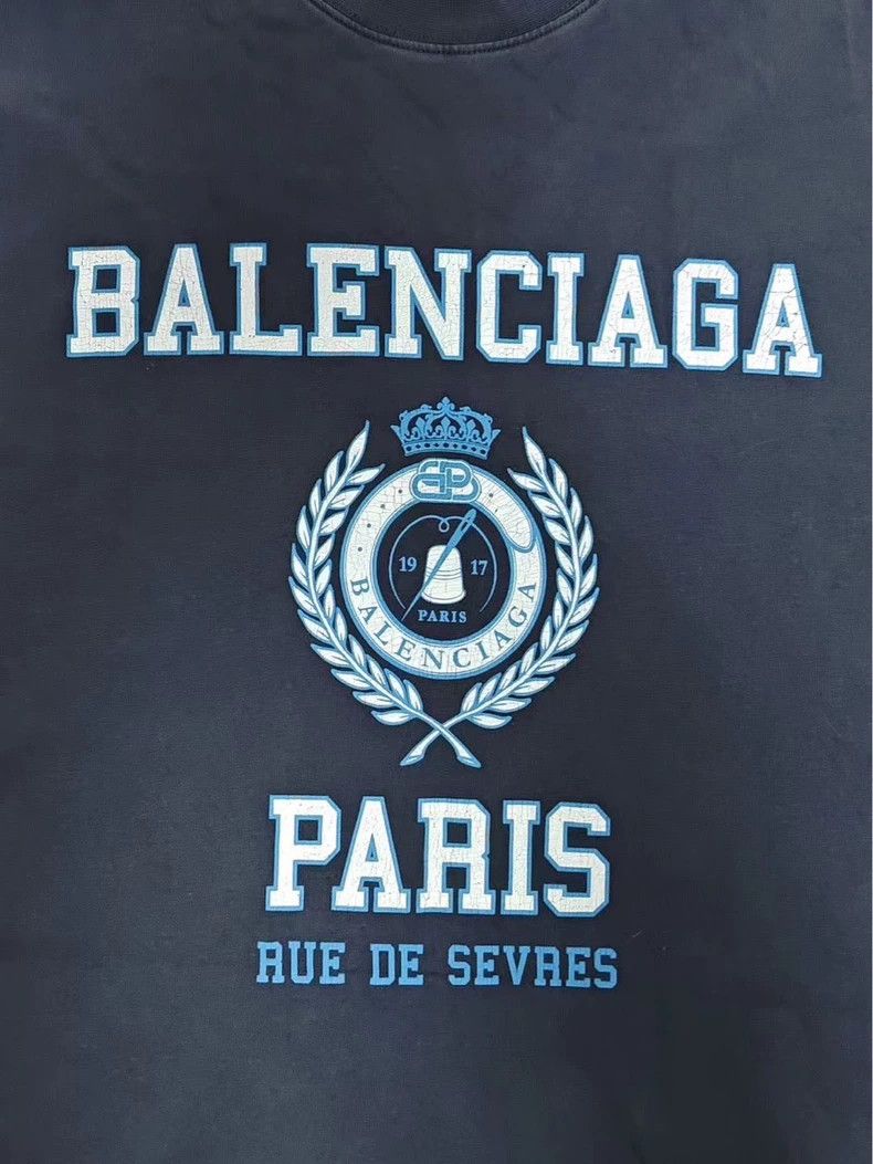 Balenciaga Balenciaga 22FW Blue Wheat Ear Distressed Short Sleeve T-shirt - dmc Size US M / EU 48-50 / 2 - 3 Thumbnail