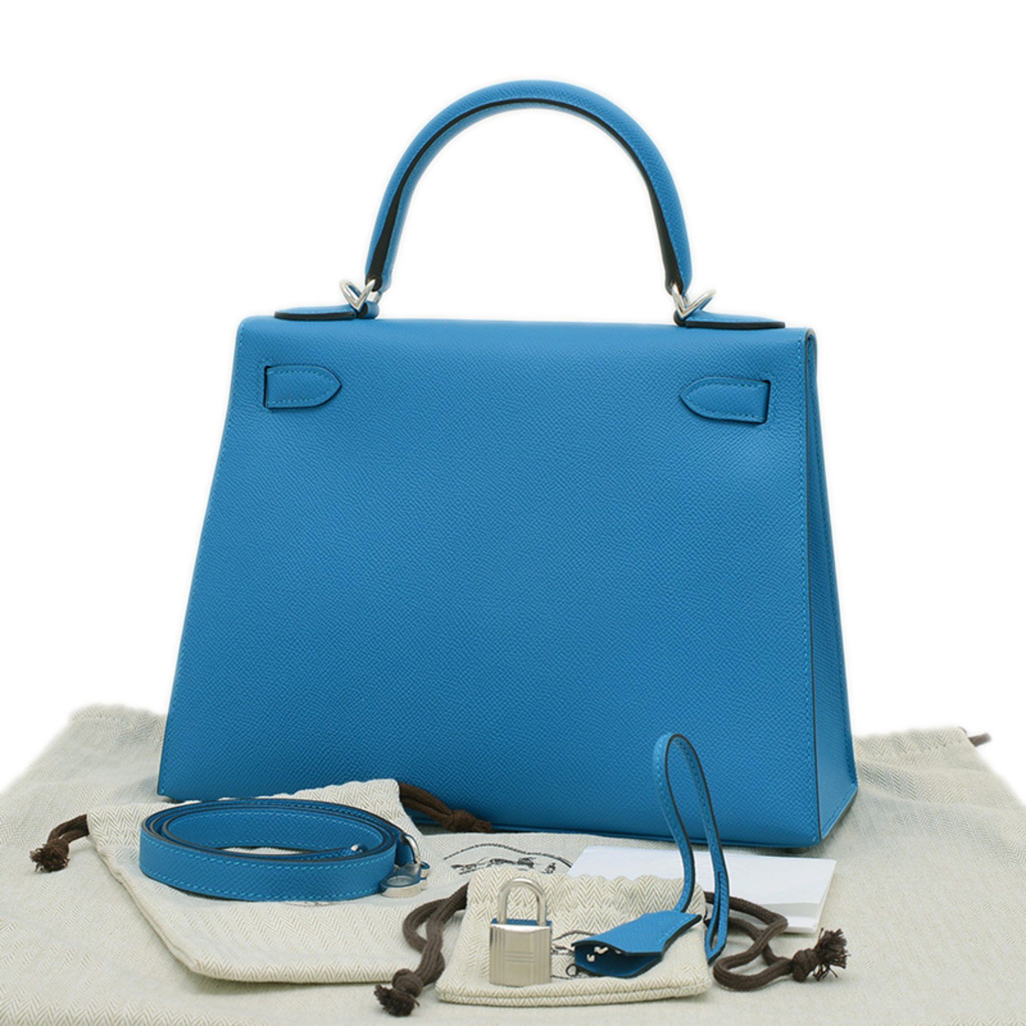 Hermes Hermès Kelly 28 Handbag, Outer Stitch, Epson Blue Zanzibar