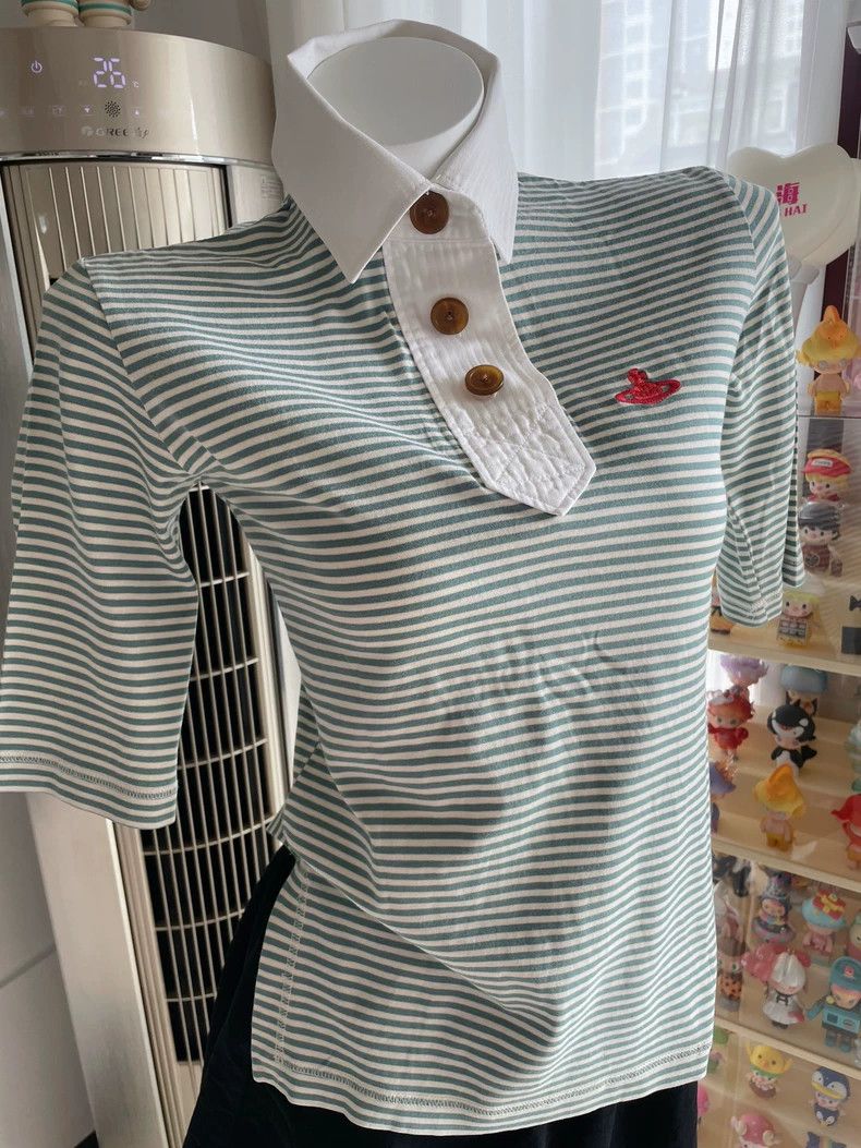 Vivienne Westwood Vivienne Westwood Green Stripe Short Sleeve Shirt - dmc Size US M / EU 48-50 / 2 - 2 Thumbnail