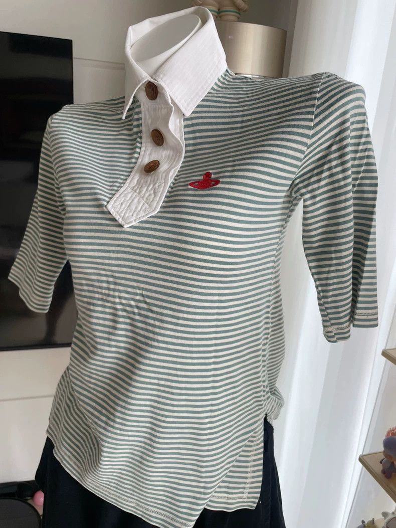 Vivienne Westwood Vivienne Westwood Green Stripe Short Sleeve Shirt - dmc Size US M / EU 48-50 / 2 - 3 Thumbnail