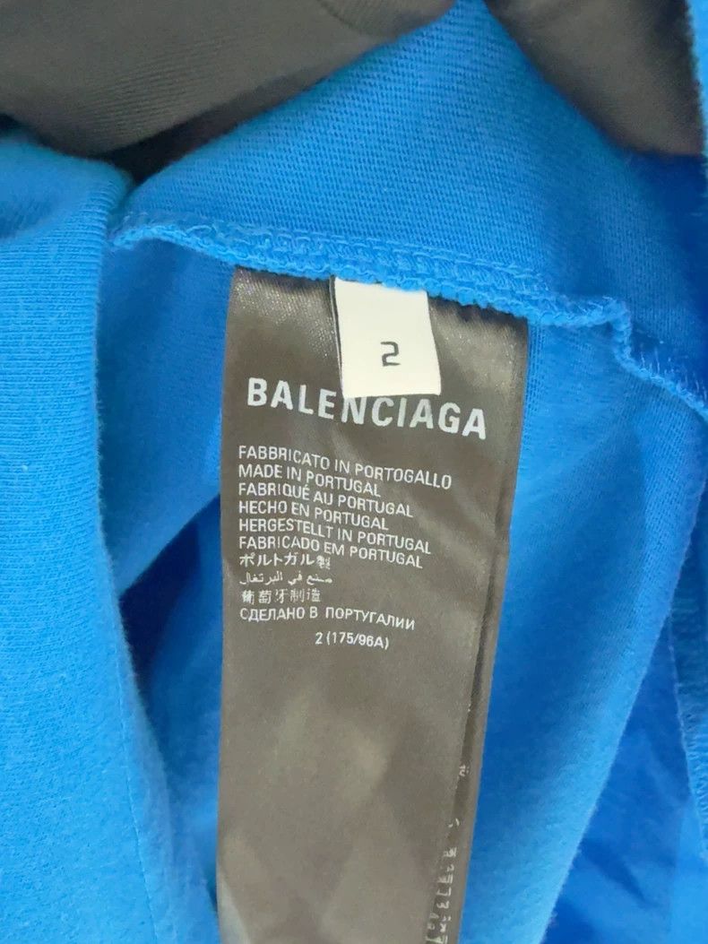 Balenciaga Balenciaga Blue Short Sleeve Tape Tee - dmc Size US XL / EU 56 / 4 - 5 Thumbnail