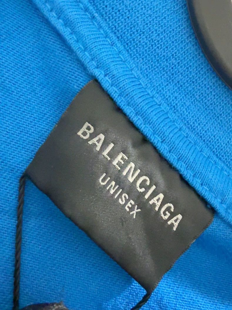 Balenciaga Balenciaga Blue Short Sleeve Tape Tee - dmc Size US XL / EU 56 / 4 - 4 Thumbnail