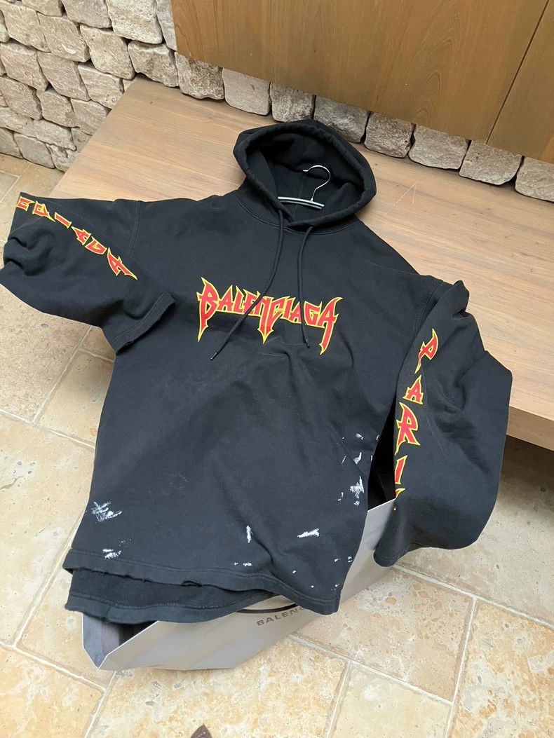 Balenciaga Balenciaga Distressed Black Sweatshirt - dmc Size US M / EU 48-50 / 2 - 5 Thumbnail