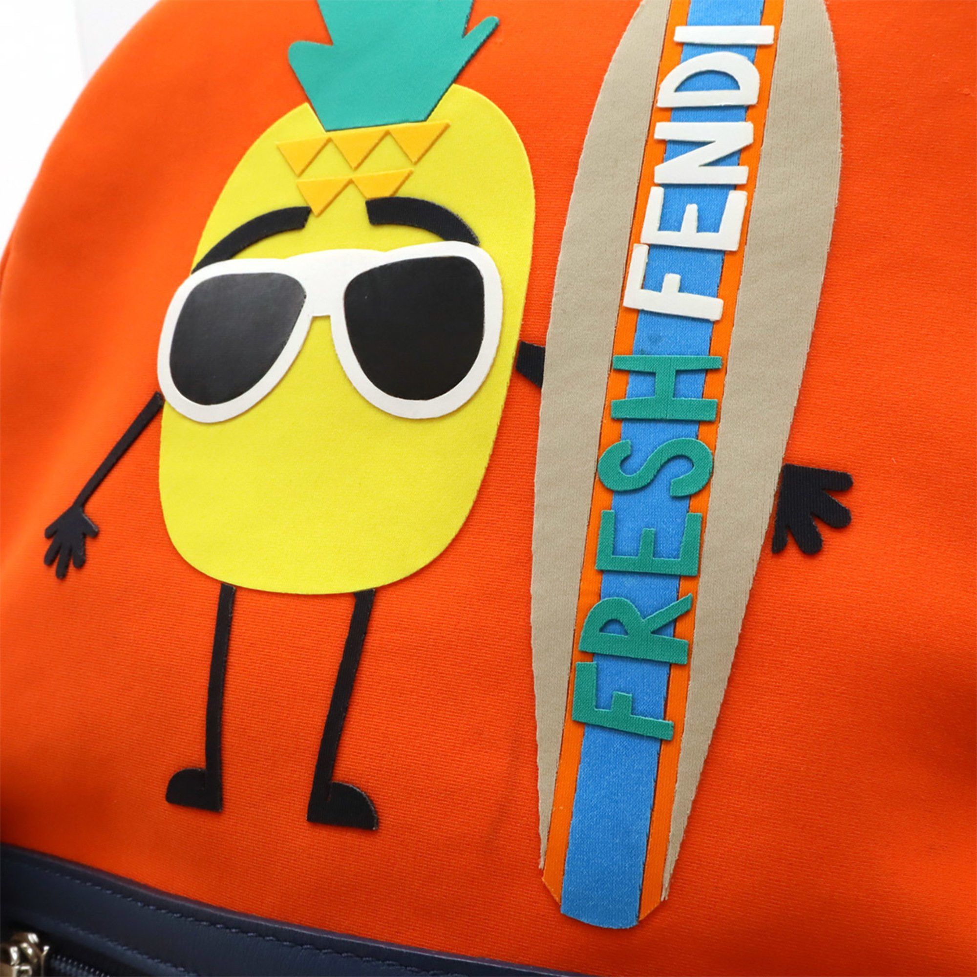 Fendi FENDI FRESH Pineapple Backpack in Orange, Neoprene and Leather, 8BZ040 Size ONE SIZE - 10 Thumbnail