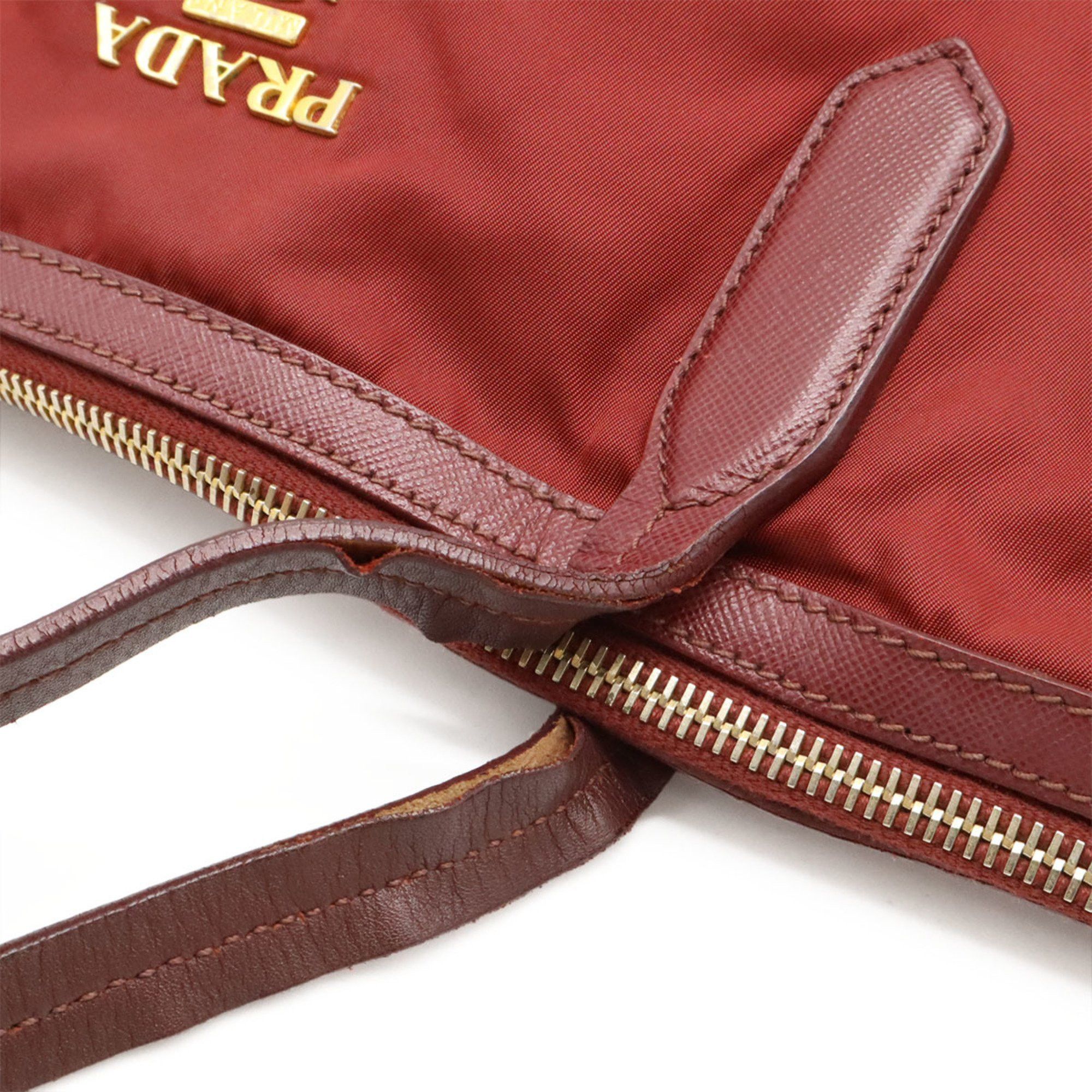 Prada Prada tote bag shoulder nylon leather wine red Size ONE SIZE - 6 Thumbnail