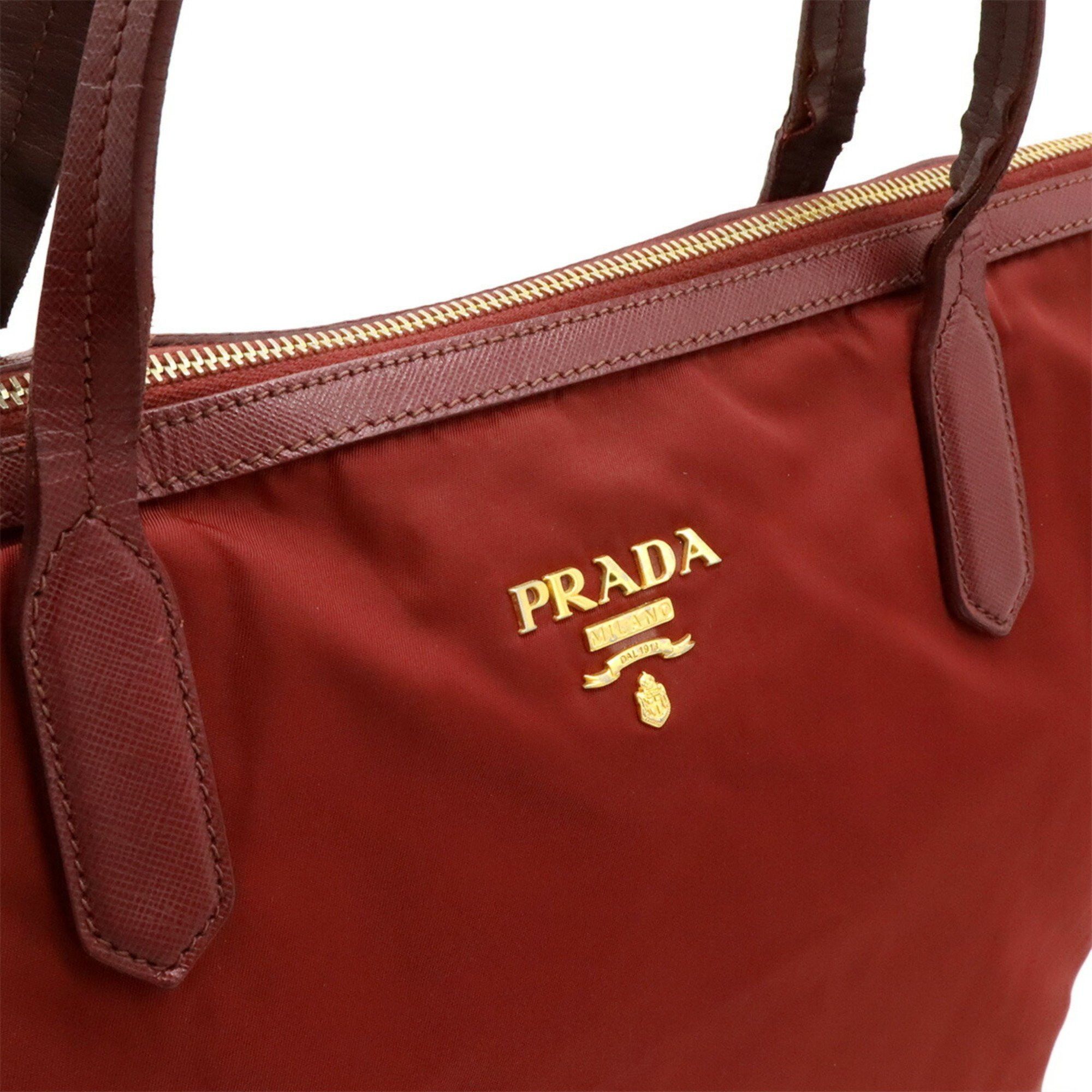 Prada Prada tote bag shoulder nylon leather wine red Size ONE SIZE - 10 Thumbnail