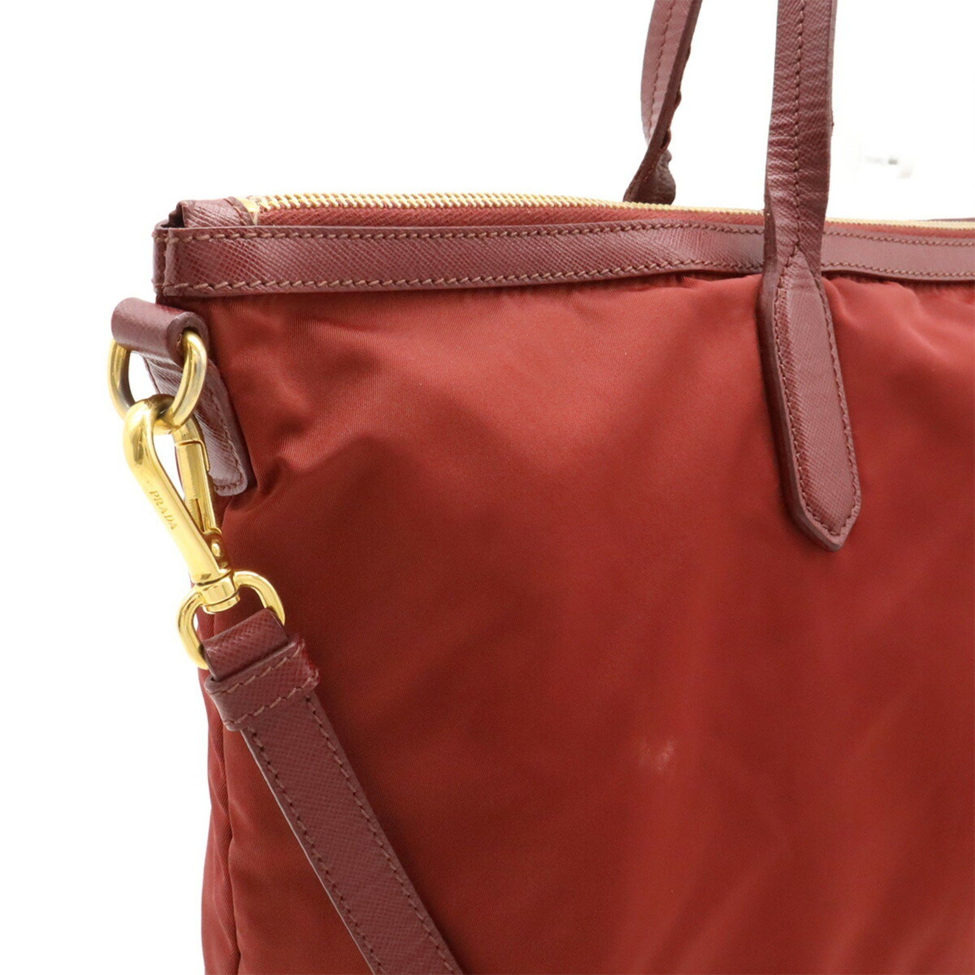 Prada Prada tote bag shoulder nylon leather wine red Size ONE SIZE - 9 Thumbnail