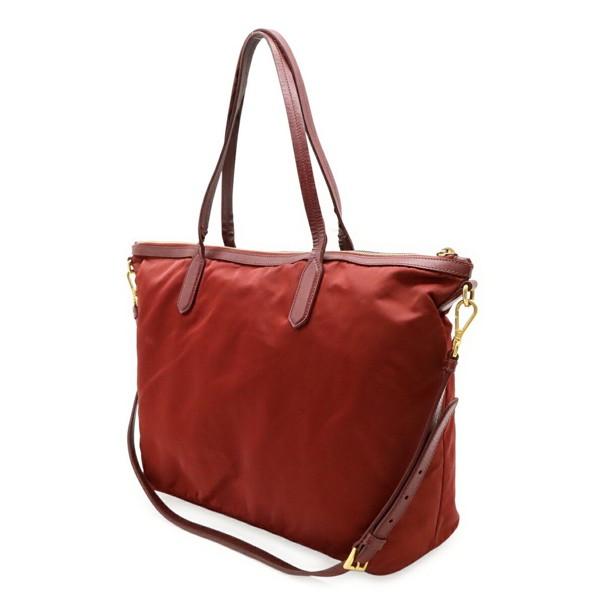 Prada Prada tote bag shoulder nylon leather wine red Size ONE SIZE - 3 Thumbnail