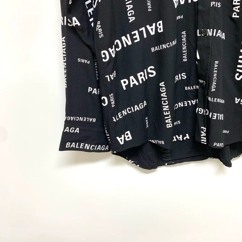 Balenciaga Balenciaga Logo Print Black Button-Up Shirt - dmc Size US S / EU 44-46 / 1 - 7 Thumbnail