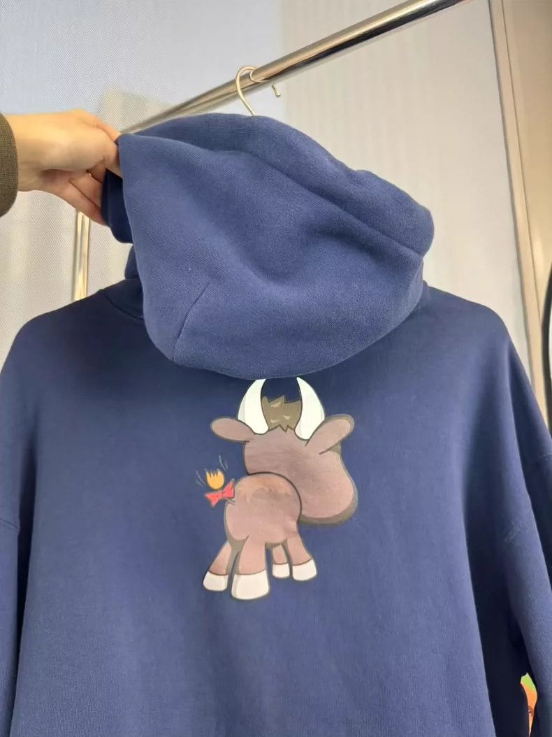 Balenciaga Balenciaga Blue Cow Print Hoodie - dmc Size US M / EU 48-50 / 2 - 3 Thumbnail