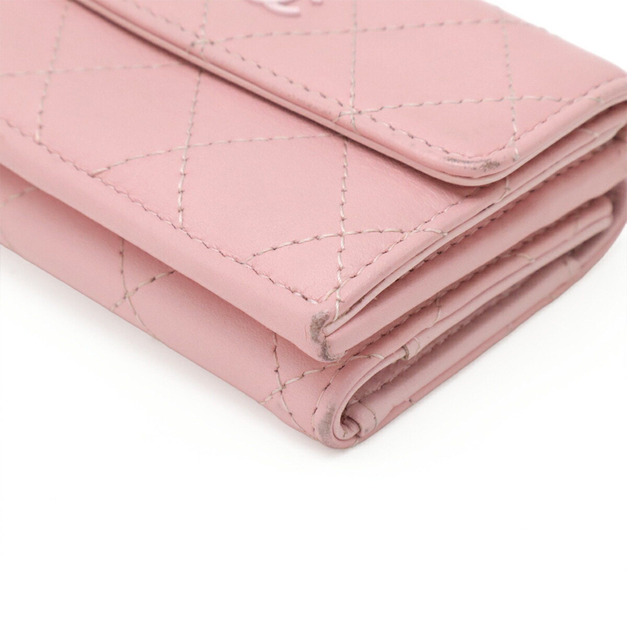 Chanel CHANEL Matelasse Coco Mark Tri-fold Wallet, Small, Calfskin Leather, Pink, AP3882 Size ONE SIZE - 4 Thumbnail