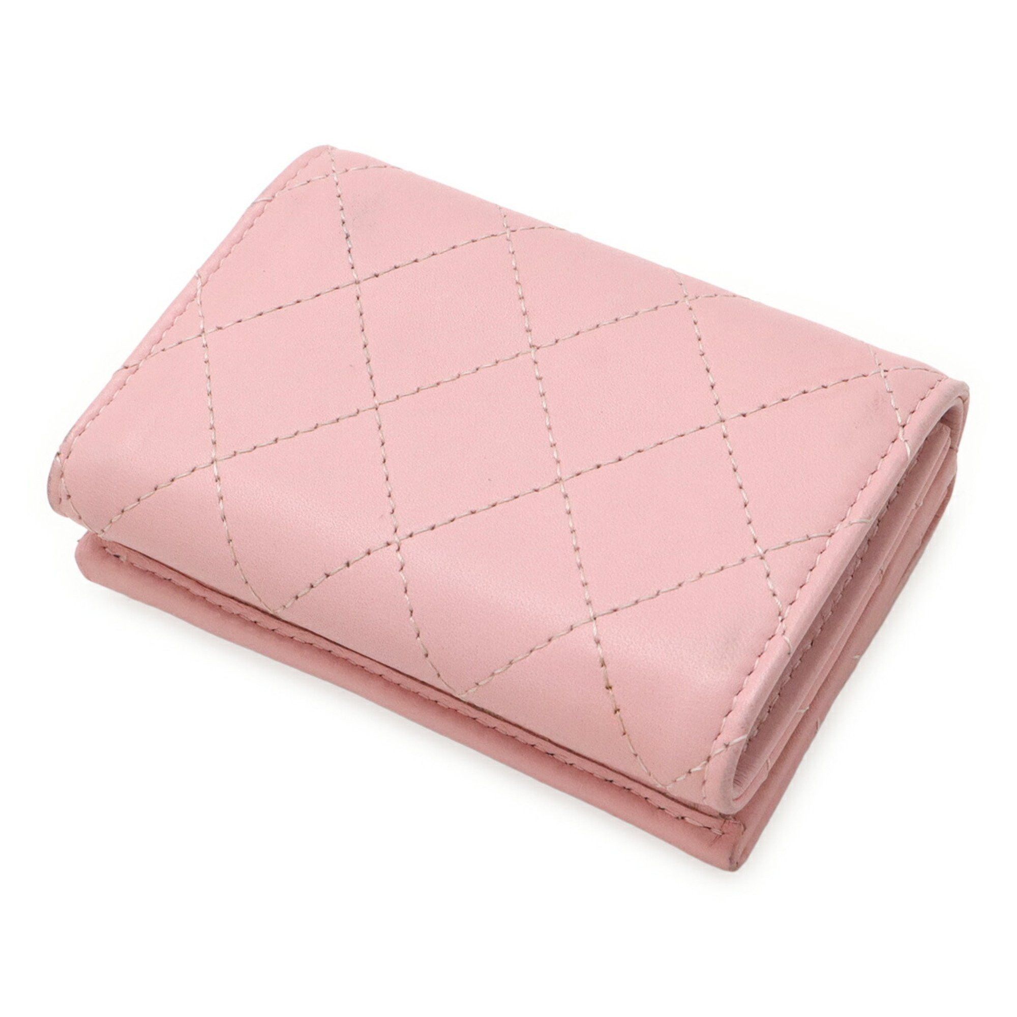 Chanel CHANEL Matelasse Coco Mark Tri-fold Wallet, Small, Calfskin Leather, Pink, AP3882 Size ONE SIZE - 3 Thumbnail
