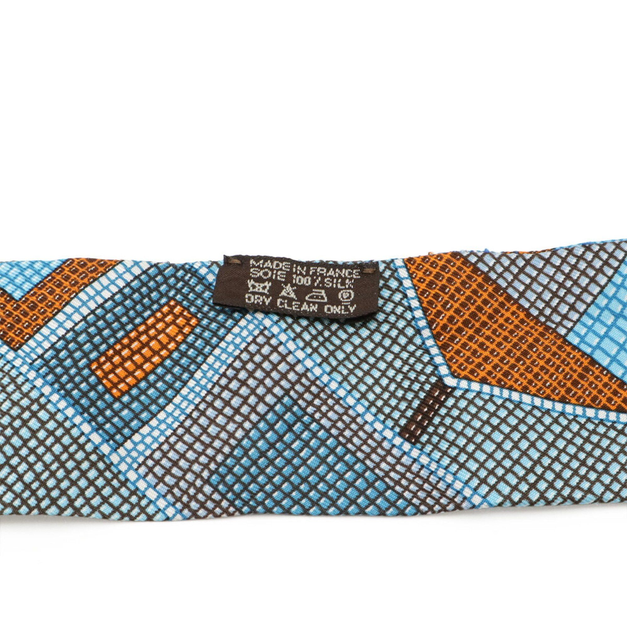 Hermes HERMES TWELL Twilly Scarf/Muffler/Bag Scarf/Muffler/Bag, Prairie Indian Art, 100% Silk, Blue Size ONE SIZE - 5 Thumbnail