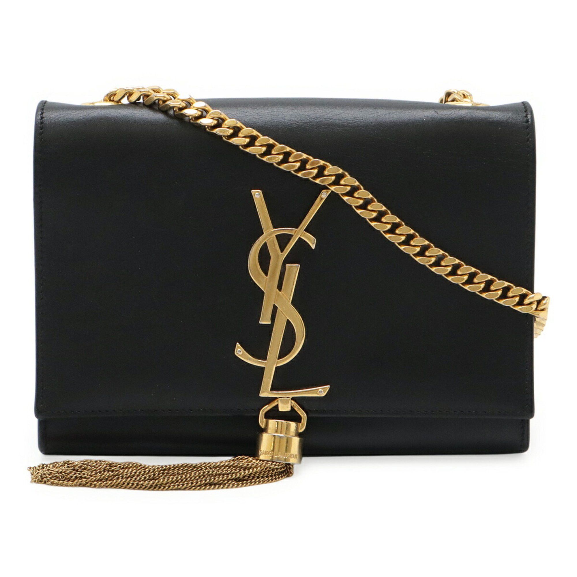 Yves Saint Laurent SAINT LAURENT PARIS YSL Kate Monogram Chain Shoulder Bag in Black Leather (354119)