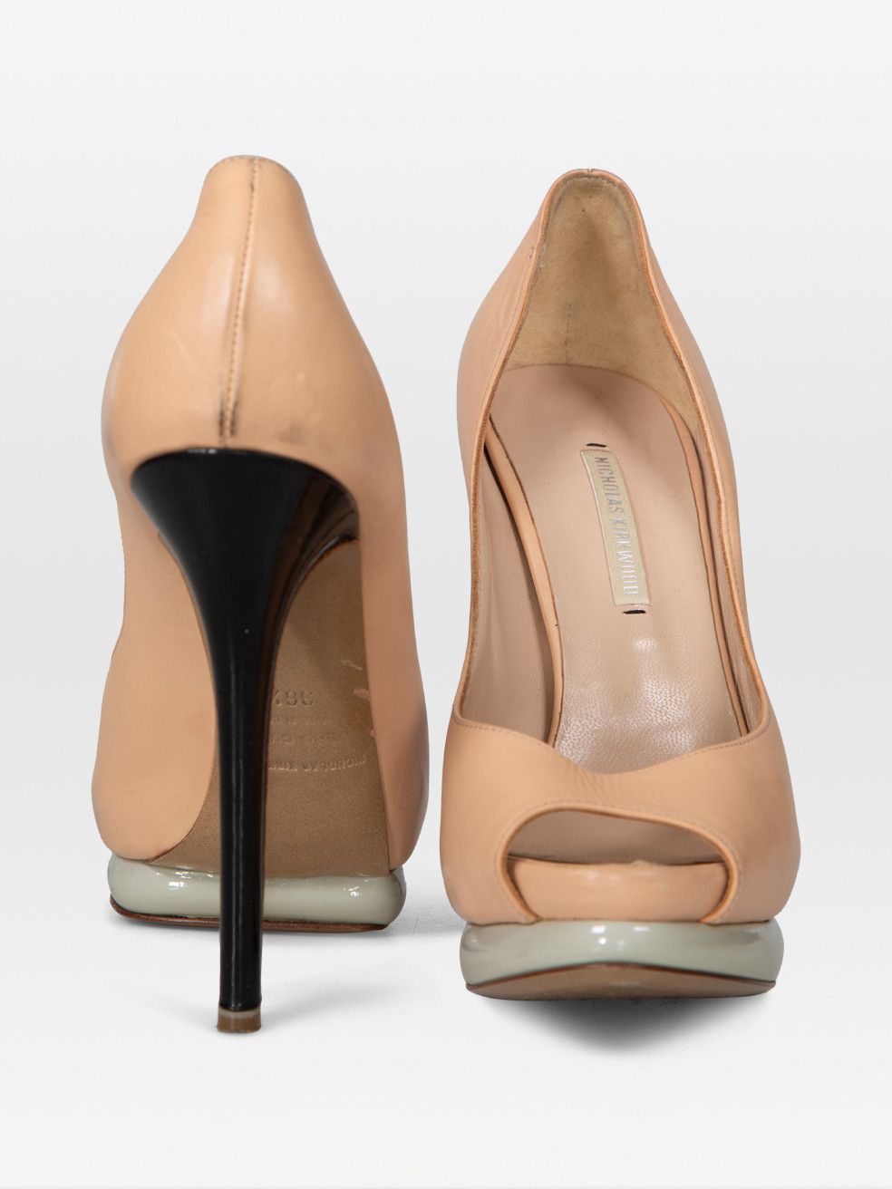 Nicholas Kirkwood Beige Peep Toe Leather Heels Size US 6.5 / IT 36.5 - 3 Thumbnail