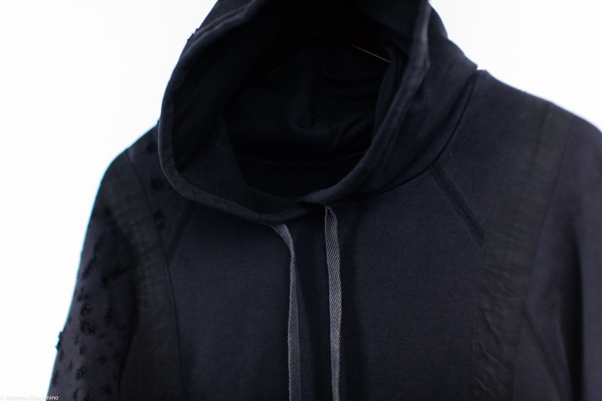 Greg Lauren Black Destroyed Hoodie w/ Attached Suspenders Size US M / EU 48-50 / 2 - 5 Thumbnail