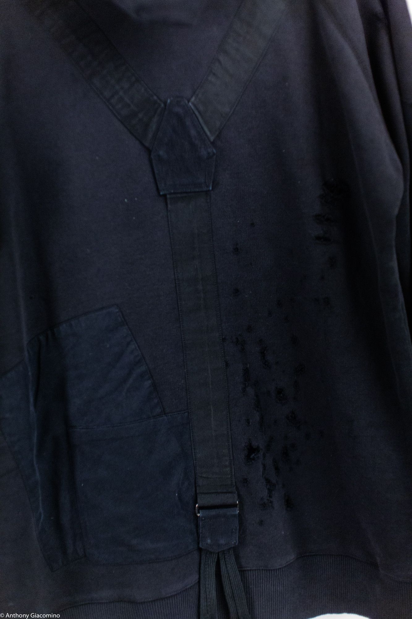 Greg Lauren Black Destroyed Hoodie w/ Attached Suspenders Size US M / EU 48-50 / 2 - 8 Thumbnail