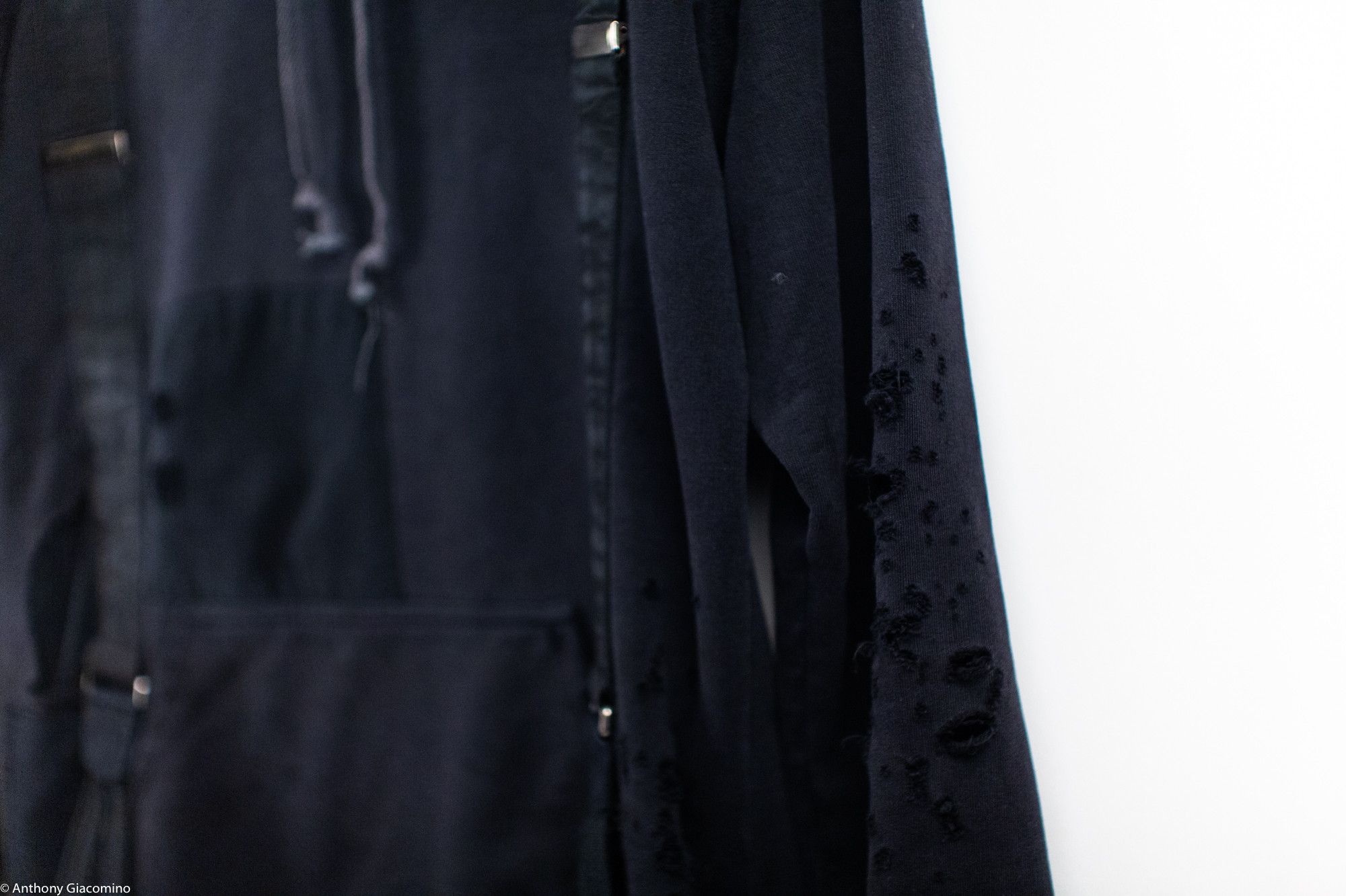 Greg Lauren Black Destroyed Hoodie w/ Attached Suspenders Size US M / EU 48-50 / 2 - 3 Thumbnail