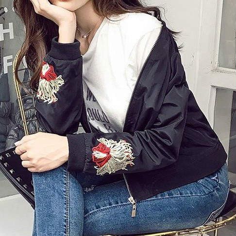 Other Other Embroidered Nylon Flight Jacket Others Outerwear Size ONE SIZE - 9 Thumbnail