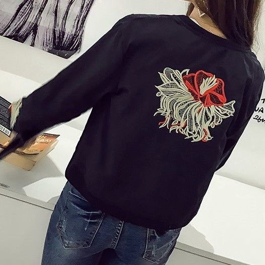 Other Other Embroidered Nylon Flight Jacket Others Outerwear Size ONE SIZE - 10 Thumbnail