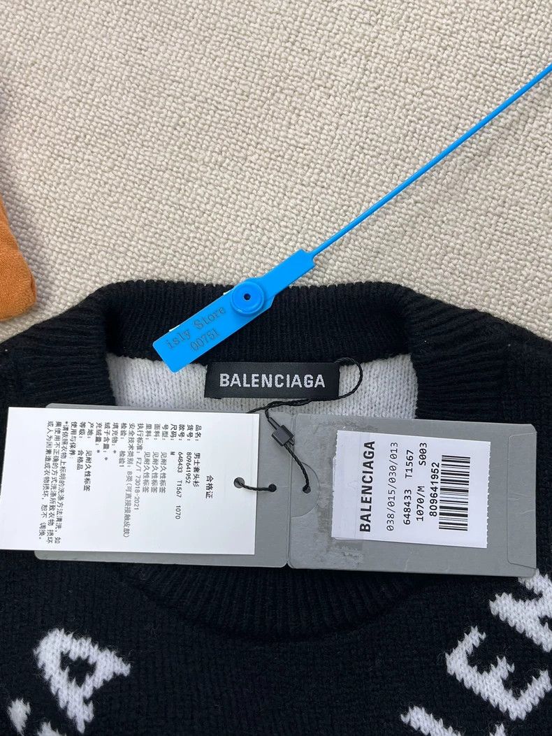 Balenciaga Balenciaga Logo Intarsia Crewneck Sweater - dmc Size US M / EU 48-50 / 2 - 4 Thumbnail