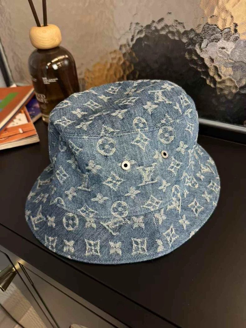 Louis Vuitton Louis Vuitton Blue Denim Monogram Bucket Hat - dmc Size ONE SIZE - 3 Thumbnail